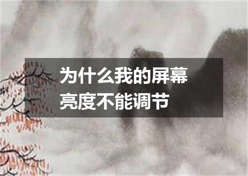 为什么我的屏幕亮度不能调节