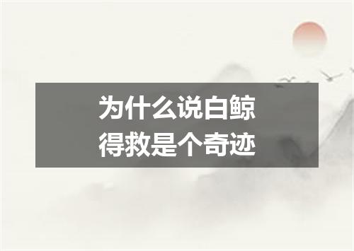 为什么说白鲸得救是个奇迹