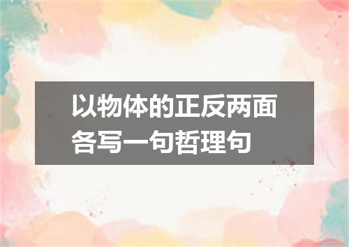 以物体的正反两面各写一句哲理句