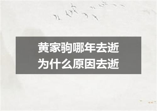黄家驹哪年去逝为什么原因去逝