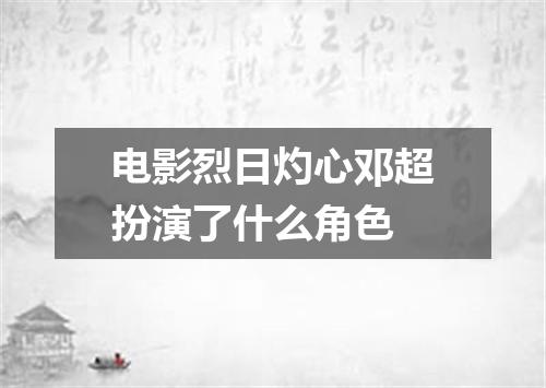电影烈日灼心邓超扮演了什么角色