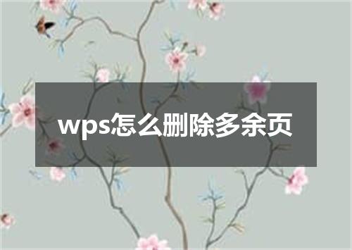 wps怎么删除多余页