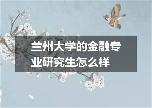兰州大学的金融专业研究生怎么样