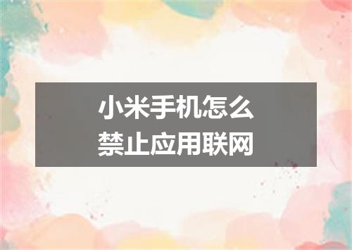 小米手机怎么禁止应用联网