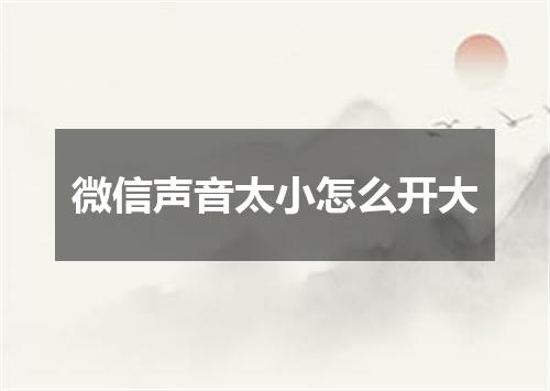 微信声音太小怎么开大