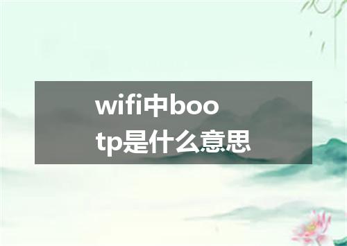 wifi中bootp是什么意思