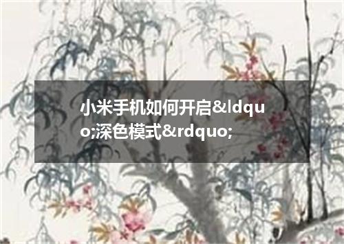 小米手机如何开启&ldquo;深色模式&rdquo;