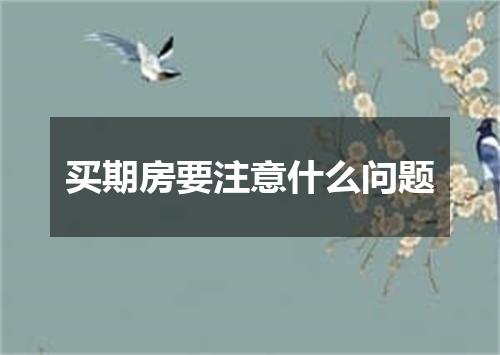 买期房要注意什么问题