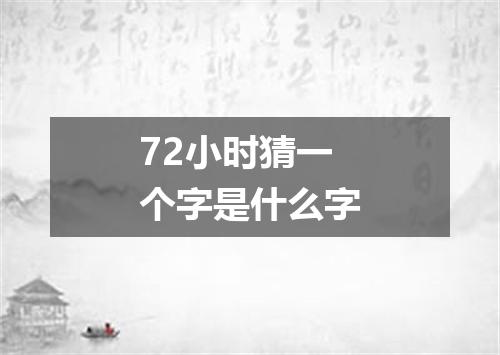 72小时猜一个字是什么字