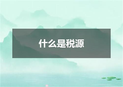 什么是税源