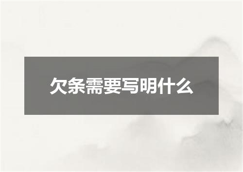 欠条需要写明什么