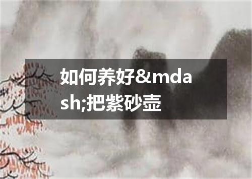 如何养好&mdash;把紫砂壶