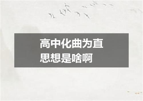 高中化曲为直思想是啥啊