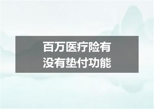 百万医疗险有没有垫付功能