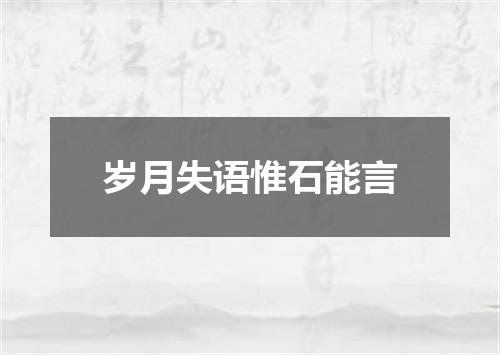 岁月失语惟石能言
