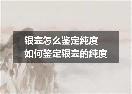 银壶怎么鉴定纯度 如何鉴定银壶的纯度