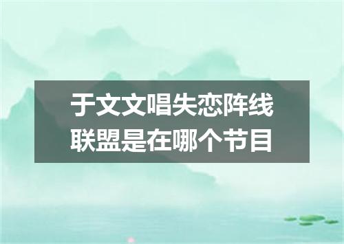 于文文唱失恋阵线联盟是在哪个节目