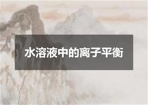 水溶液中的离子平衡