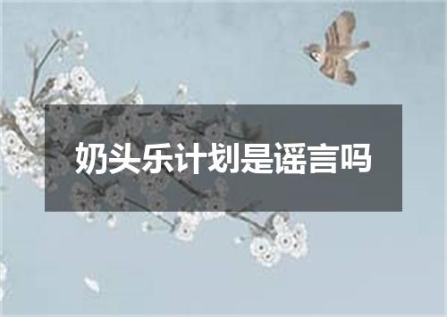 奶头乐计划是谣言吗