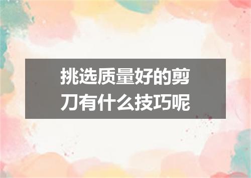 挑选质量好的剪刀有什么技巧呢