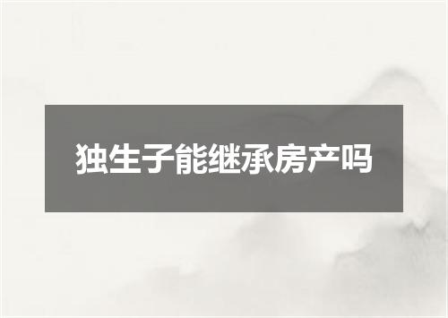 独生子能继承房产吗