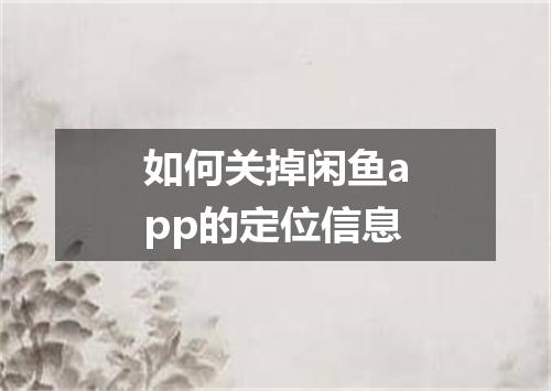 如何关掉闲鱼app的定位信息