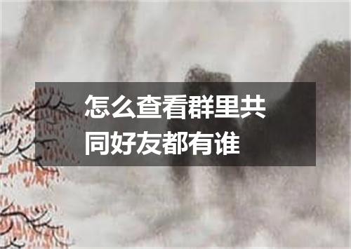 怎么查看群里共同好友都有谁