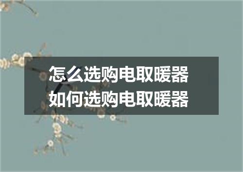 怎么选购电取暖器 如何选购电取暖器