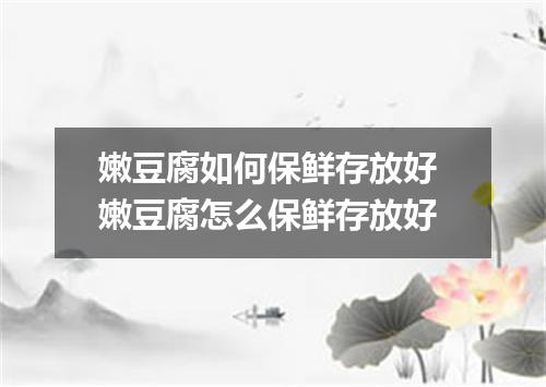 嫩豆腐如何保鲜存放好 嫩豆腐怎么保鲜存放好