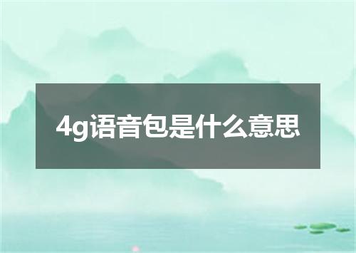 4g语音包是什么意思