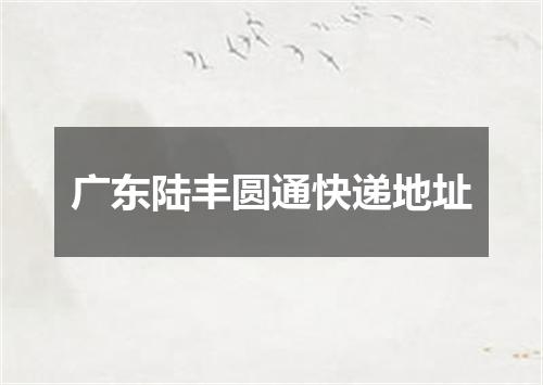 广东陆丰圆通快递地址