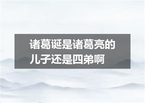 诸葛诞是诸葛亮的儿子还是四弟啊