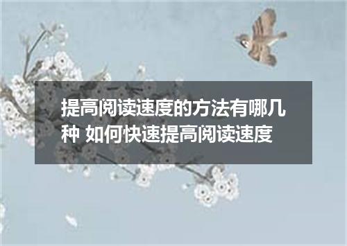 提高阅读速度的方法有哪几种 如何快速提高阅读速度