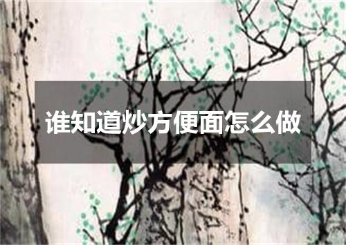 谁知道炒方便面怎么做