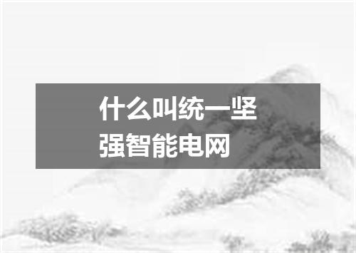 什么叫统一坚强智能电网