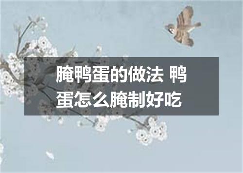 腌鸭蛋的做法 鸭蛋怎么腌制好吃