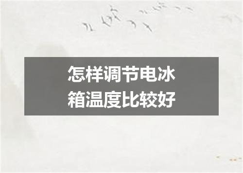 怎样调节电冰箱温度比较好