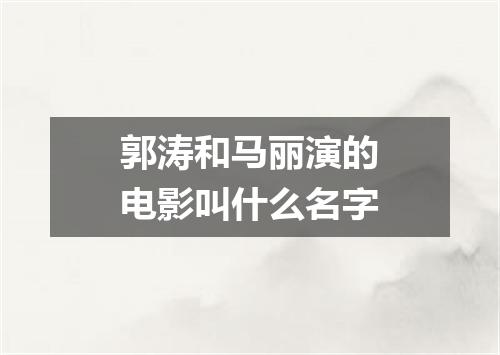 郭涛和马丽演的电影叫什么名字