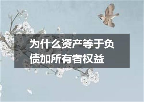 为什么资产等于负债加所有者权益