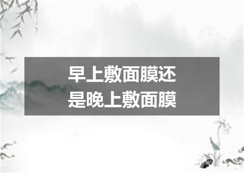 早上敷面膜还是晚上敷面膜