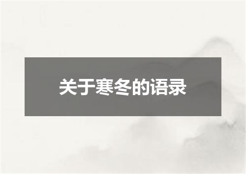 关于寒冬的语录