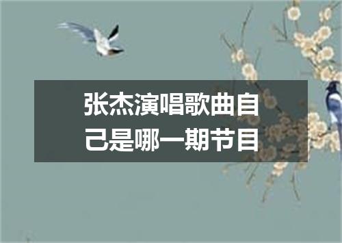 张杰演唱歌曲自己是哪一期节目