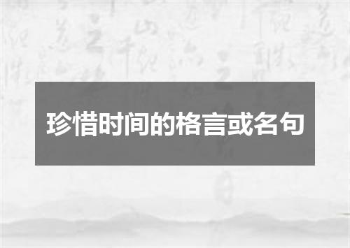 珍惜时间的格言或名句