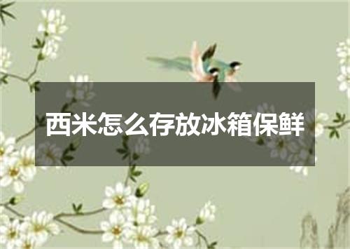 西米怎么存放冰箱保鲜