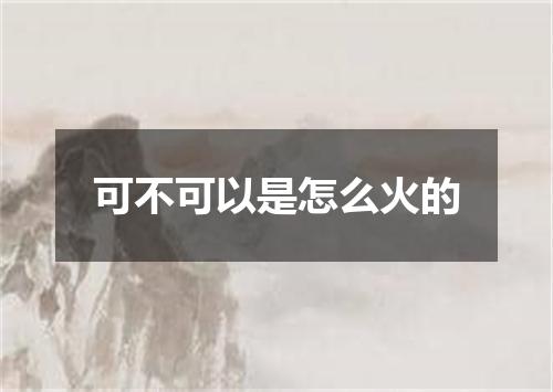 可不可以是怎么火的