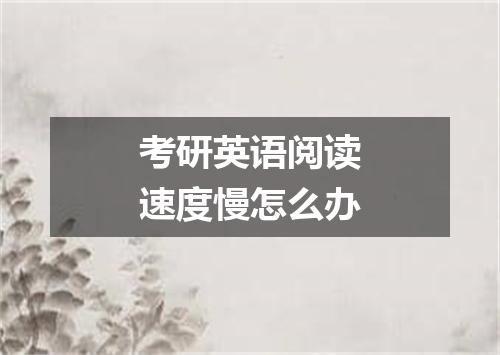 考研英语阅读速度慢怎么办