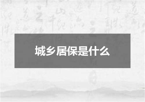 城乡居保是什么