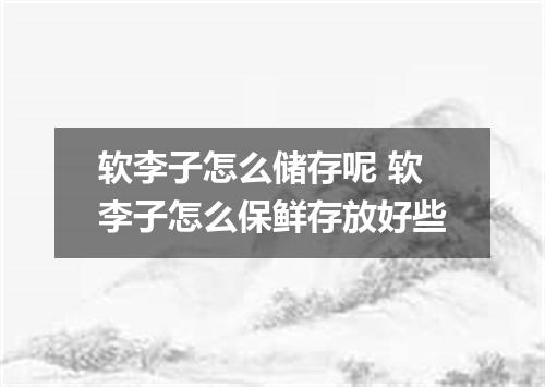 软李子怎么储存呢 软李子怎么保鲜存放好些