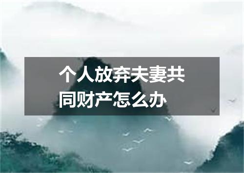 个人放弃夫妻共同财产怎么办