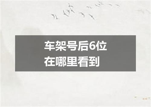 车架号后6位在哪里看到
